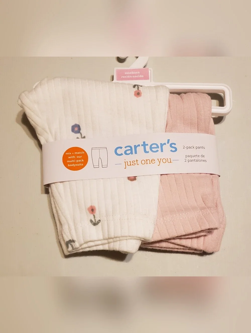 Carter's Baby Socks, Pants & Nuby Pacifier Clip - White, Pink, Gray
